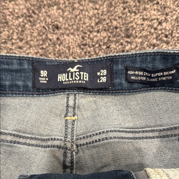 Hollister High-Rise Crop Super Skinny Classic Stretch Lace up Blue Jeans 9R EUC - Picture 5 of 8
